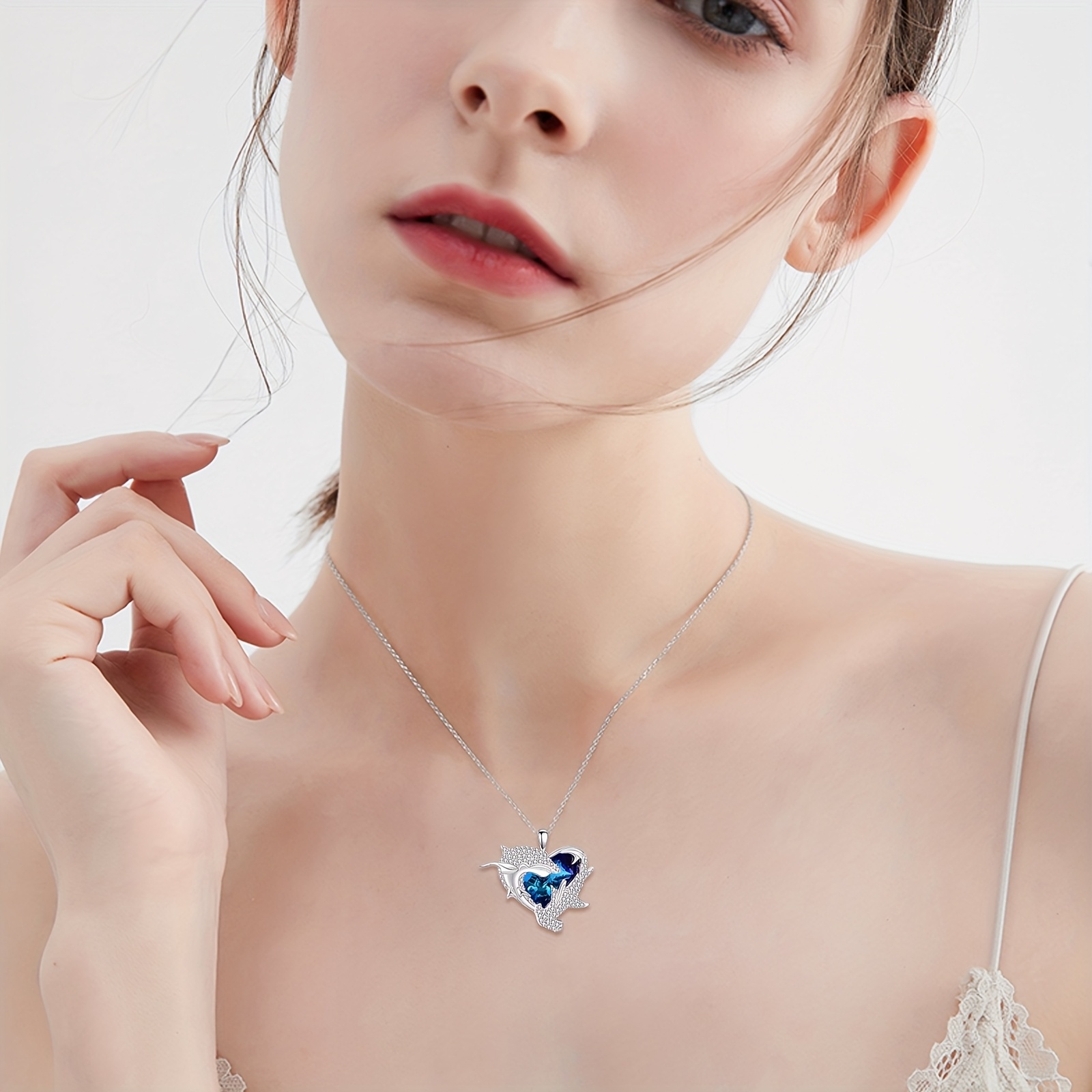 Adjustable Shark Pendant Necklace in 925 Sterling Silver